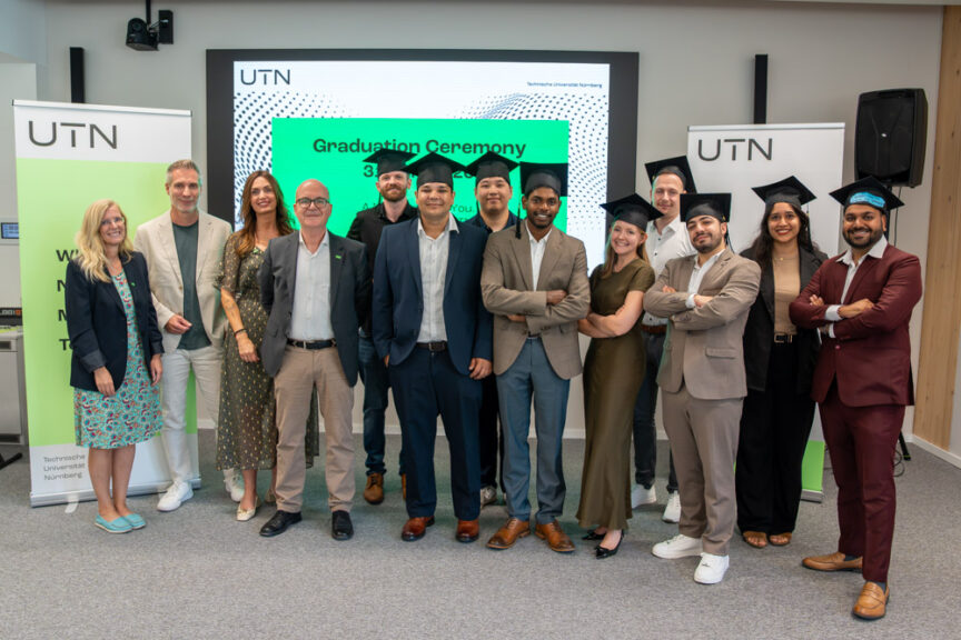 A group photo of the first graduates of UTN with members of the Founding Executive Board